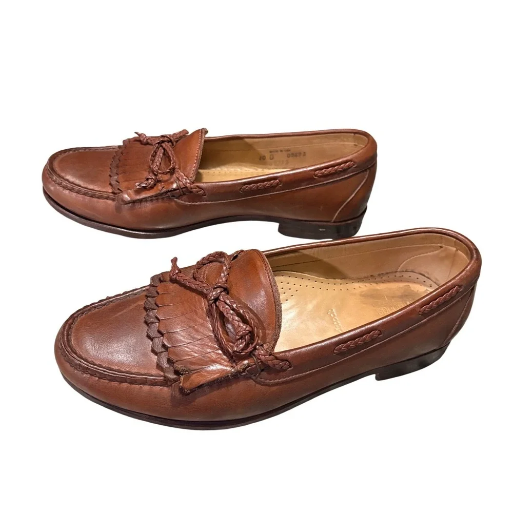 Allen Edmonds Woodstock Loafers Mens 10 D‎ Brown Kiltie Tassel Leather USA